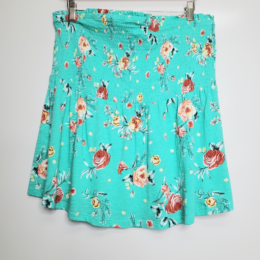 TORRID Teal Emerald Shirred Tube Floral Tube Top Blouse Size 2X